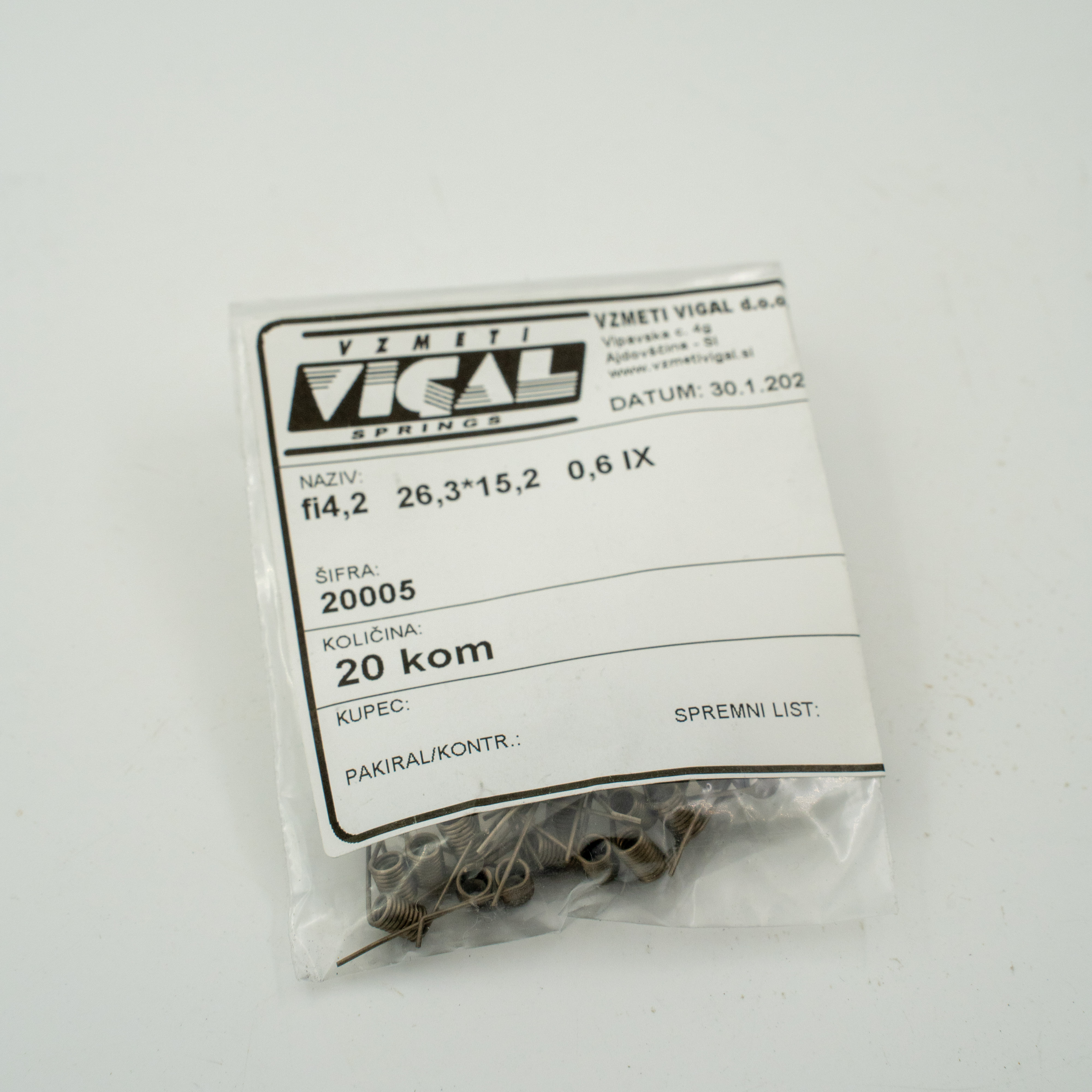 Torzijska vzmet fi4,2   26,3*15,2   0,6 IX, pakirano po 20 kosov
