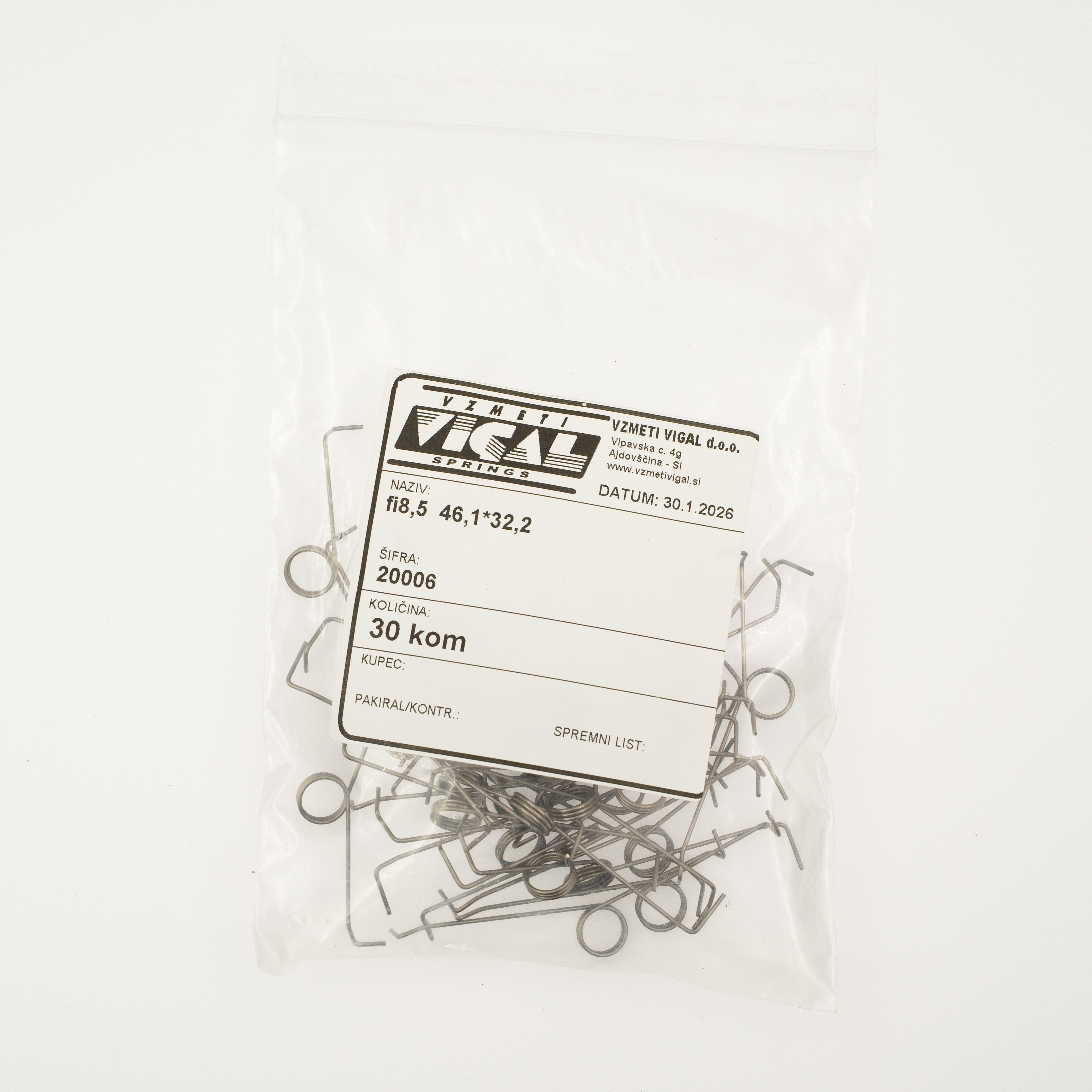 Torzijska vzmet fi8,5  46,1*32,2, pakirano po 30 kosov