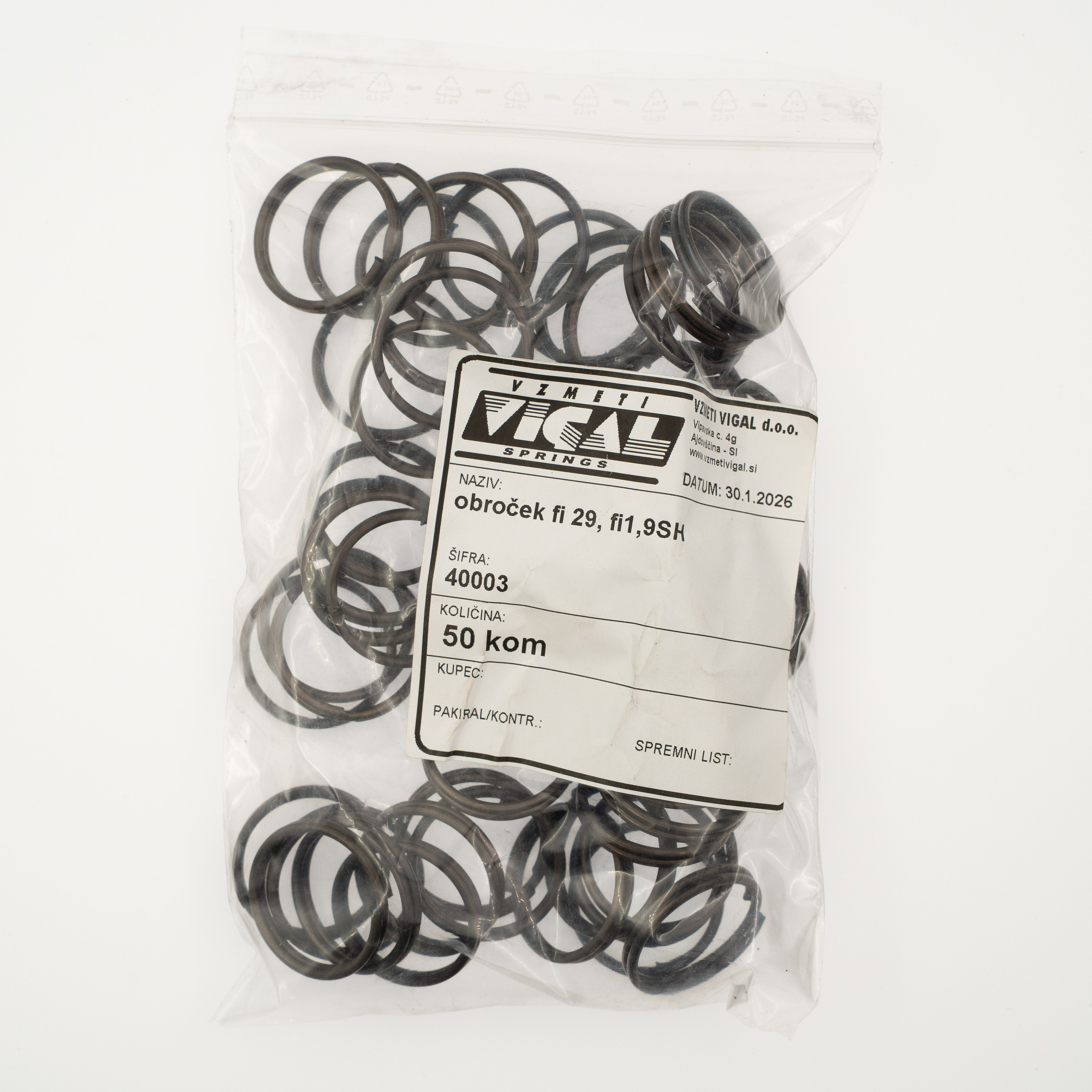 Obroček fi 29/ fi1,9SH, pakirano po 50 kosov