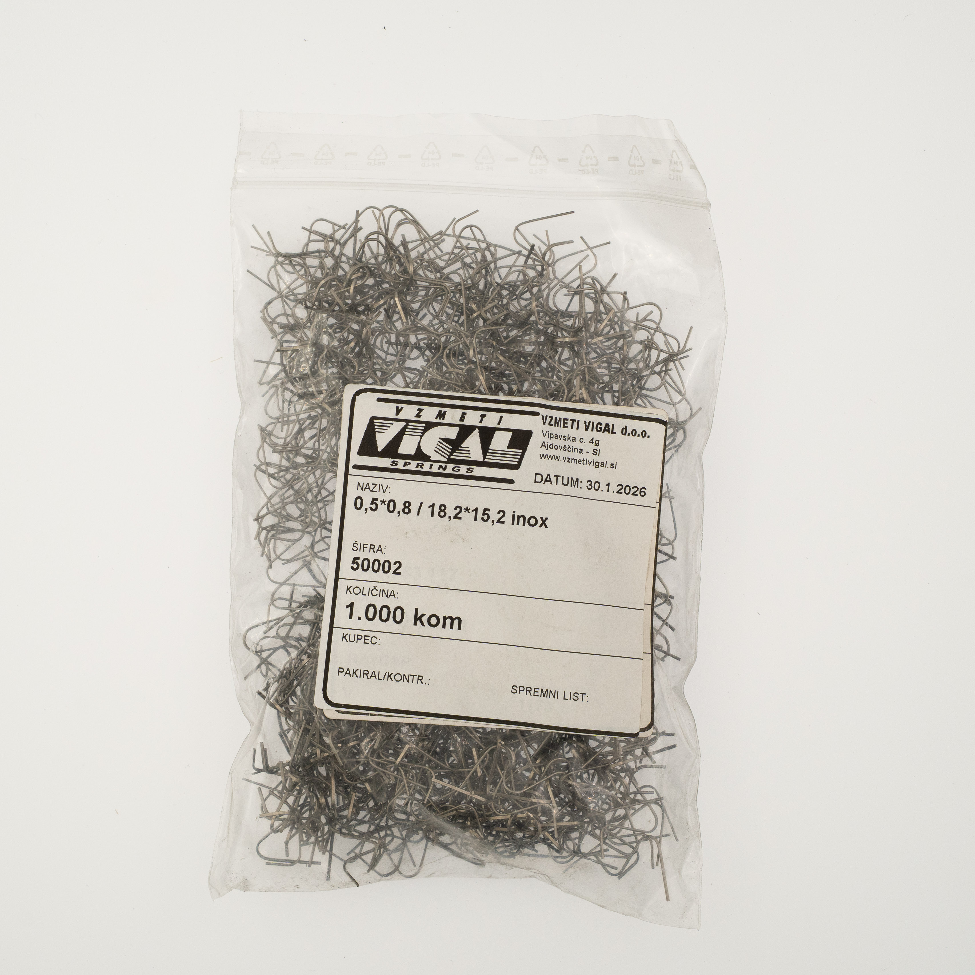 Valjana žica 0,5*0,8 / 18,2*15,2 inox, pakirano po 1000 kosov